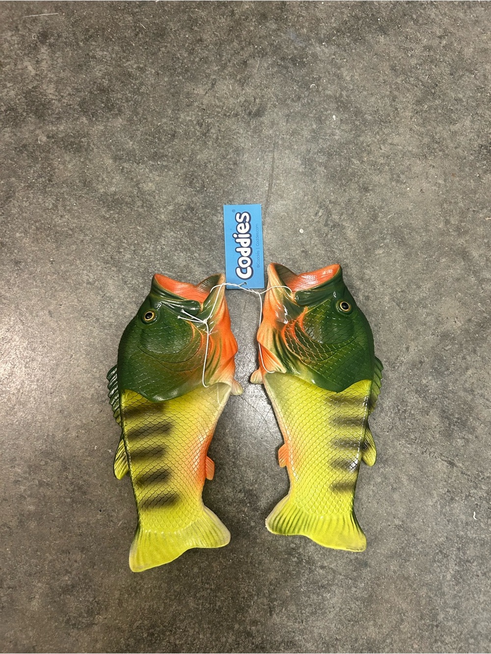 Coddies Green Bass Fish Flip Flops NWT Sandals Size 38/39 Men’s 5-6 Women’s 7-8